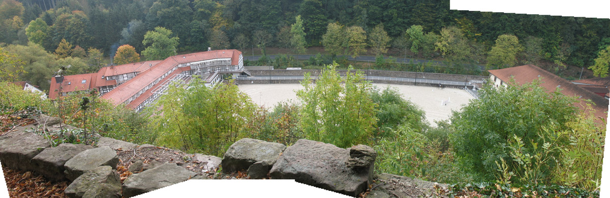 Panorama looking down on Hotel and Equestrian field